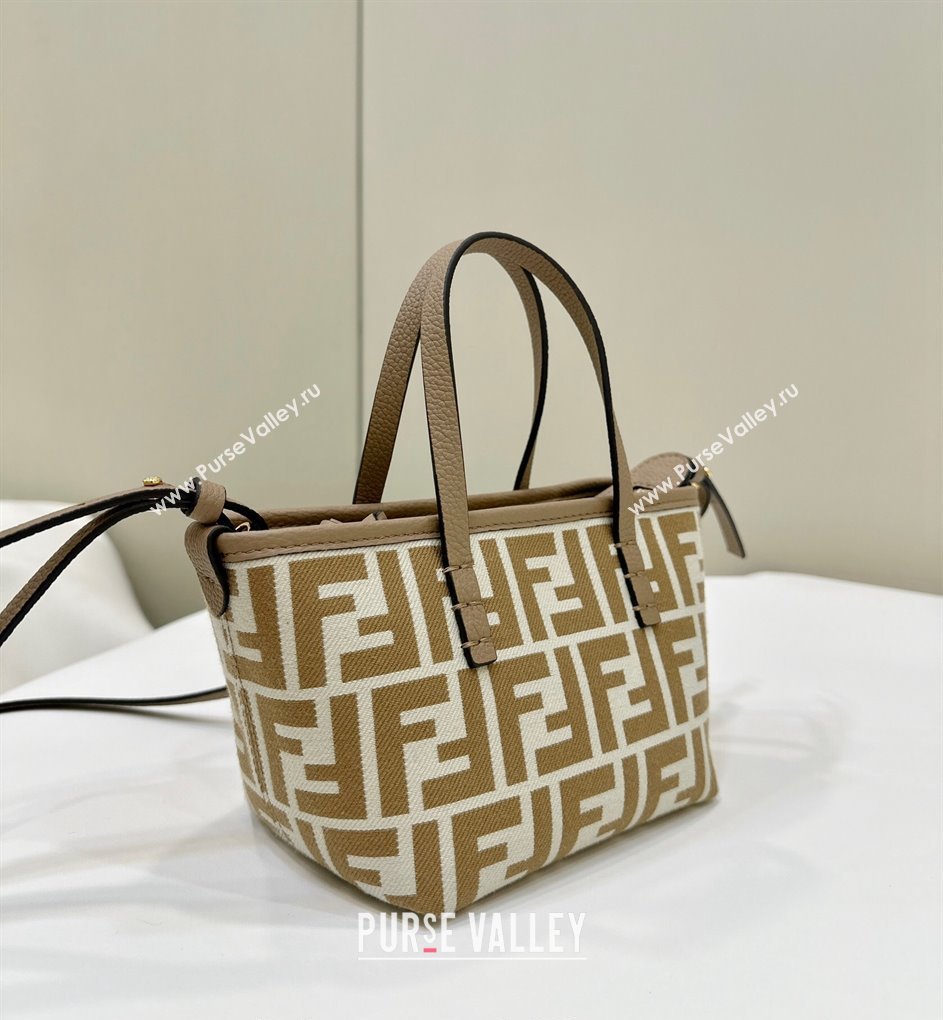 Fendi Roll Mini Tote bag in FF jacquard Beige 2024 8655 (CL-240715106)