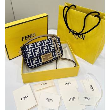 Fendi Baguette Mini Bag in Pequin striped and Blue FF fabric 2024 8660 (CL-240715113)