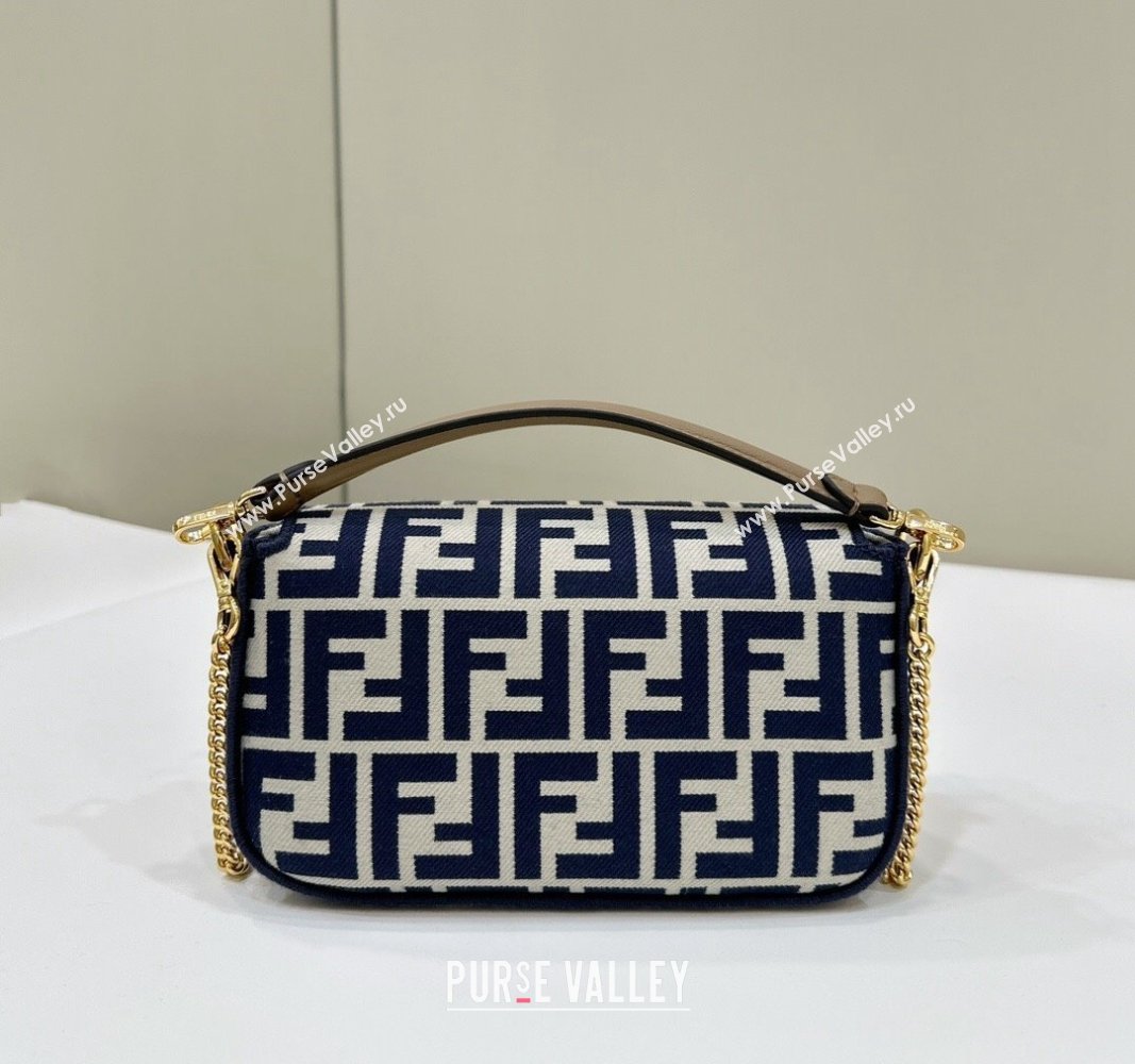 Fendi Baguette Mini Bag in Pequin striped and Blue FF fabric 2024 8660 (CL-240715113)