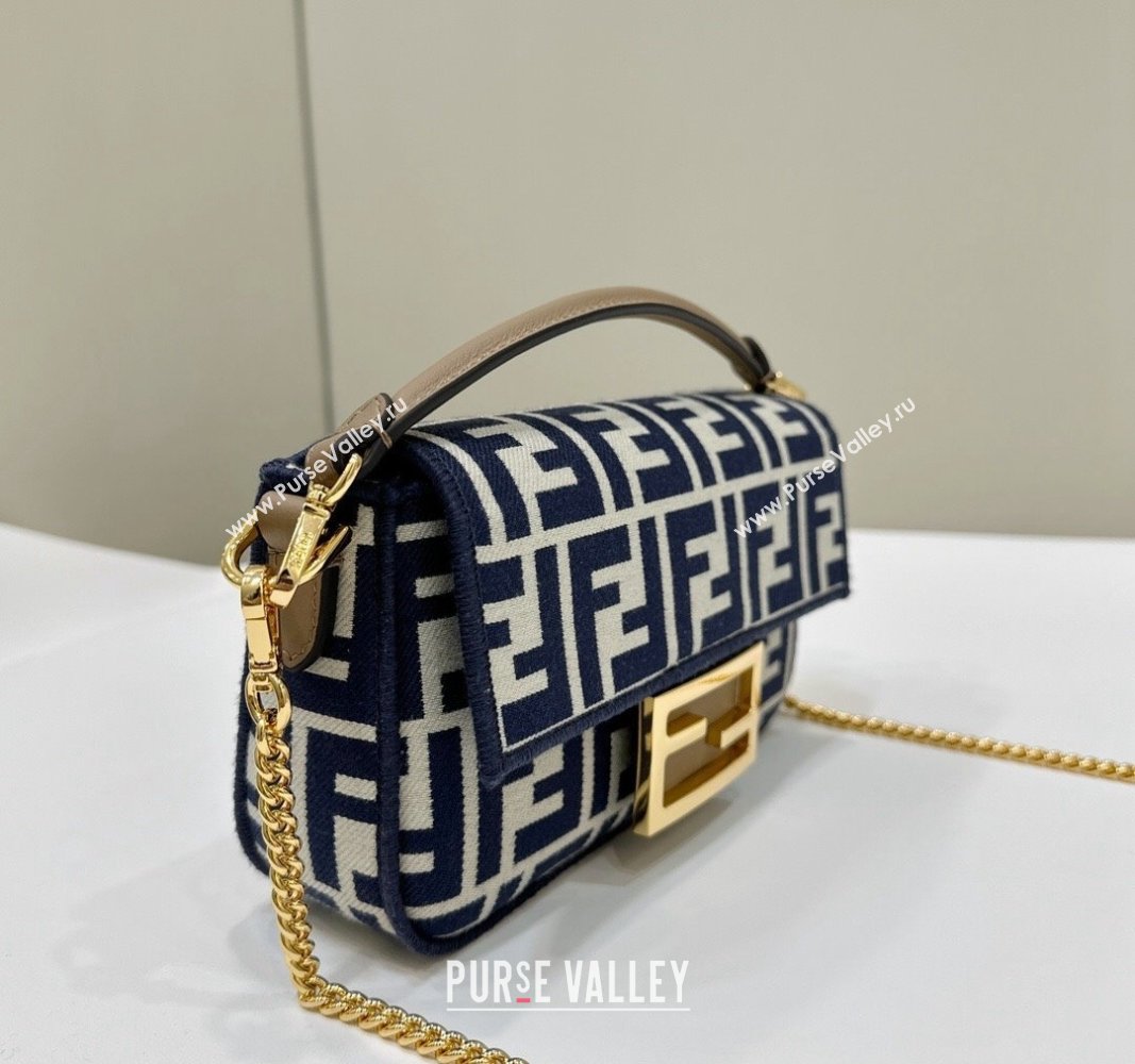 Fendi Baguette Mini Bag in Pequin striped and Blue FF fabric 2024 8660 (CL-240715113)