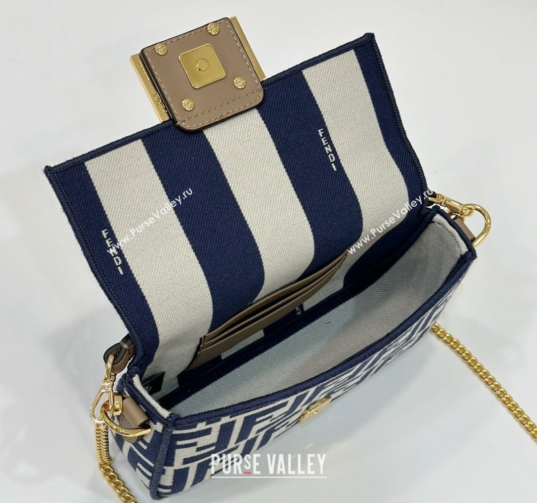 Fendi Baguette Mini Bag in Pequin striped and Blue FF fabric 2024 8660 (CL-240715113)