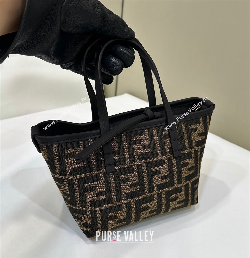 Fendi Roll Mini Tote bag in FF jacquard Brown 2024 8655 (CL-240715107)