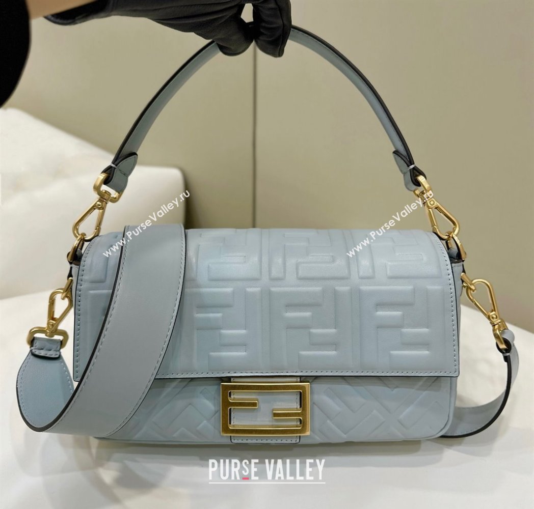 Fendi Baguette Medium Nappa Leather Bag Pale Blue 2024 0135AM Top Quality (CL-240715116)