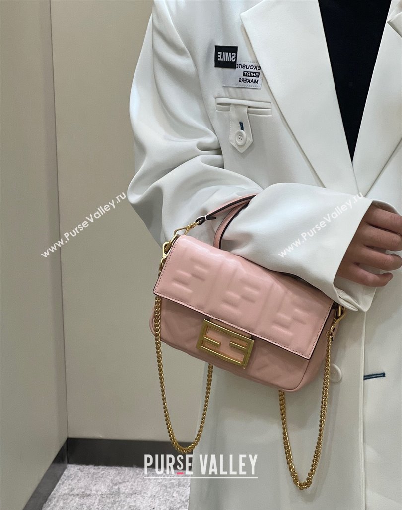Fendi Baguette Mini Nappa Leather Bag Light Pink 20240715 0135S Top Quality (CL-240715121)