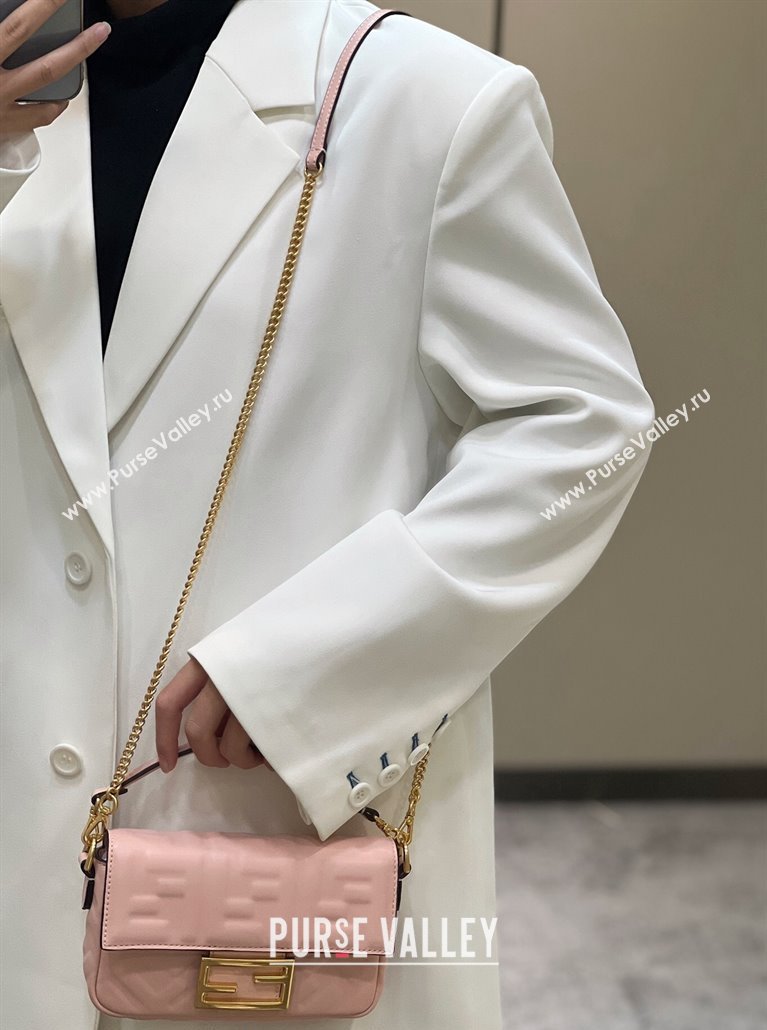Fendi Baguette Mini Nappa Leather Bag Light Pink 20240715 0135S Top Quality (CL-240715121)