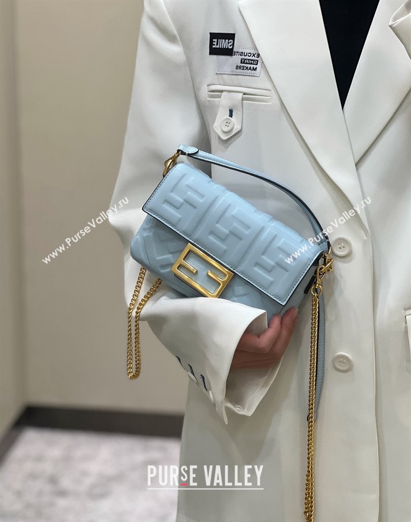 Fendi Baguette Mini Nappa Leather Bag Light Blue 20240715 0135S Top Quality (CL-240715125)