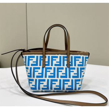 Fendi Roll Mini Tote bag in FF jacquard Light Blue 2024 8655 (CL-240715104)