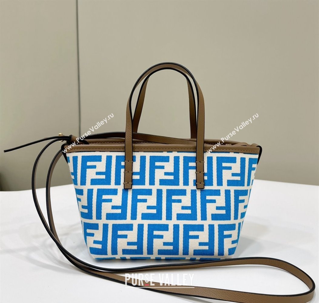 Fendi Roll Mini Tote bag in FF jacquard Light Blue 2024 8655 (CL-240715104)