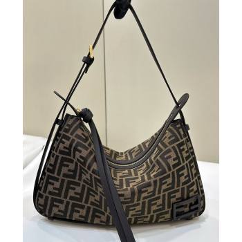 Fendi Simply Medium Hobo bag in Brown FF jacquard fabric 2024 8662 (CL-240806012)