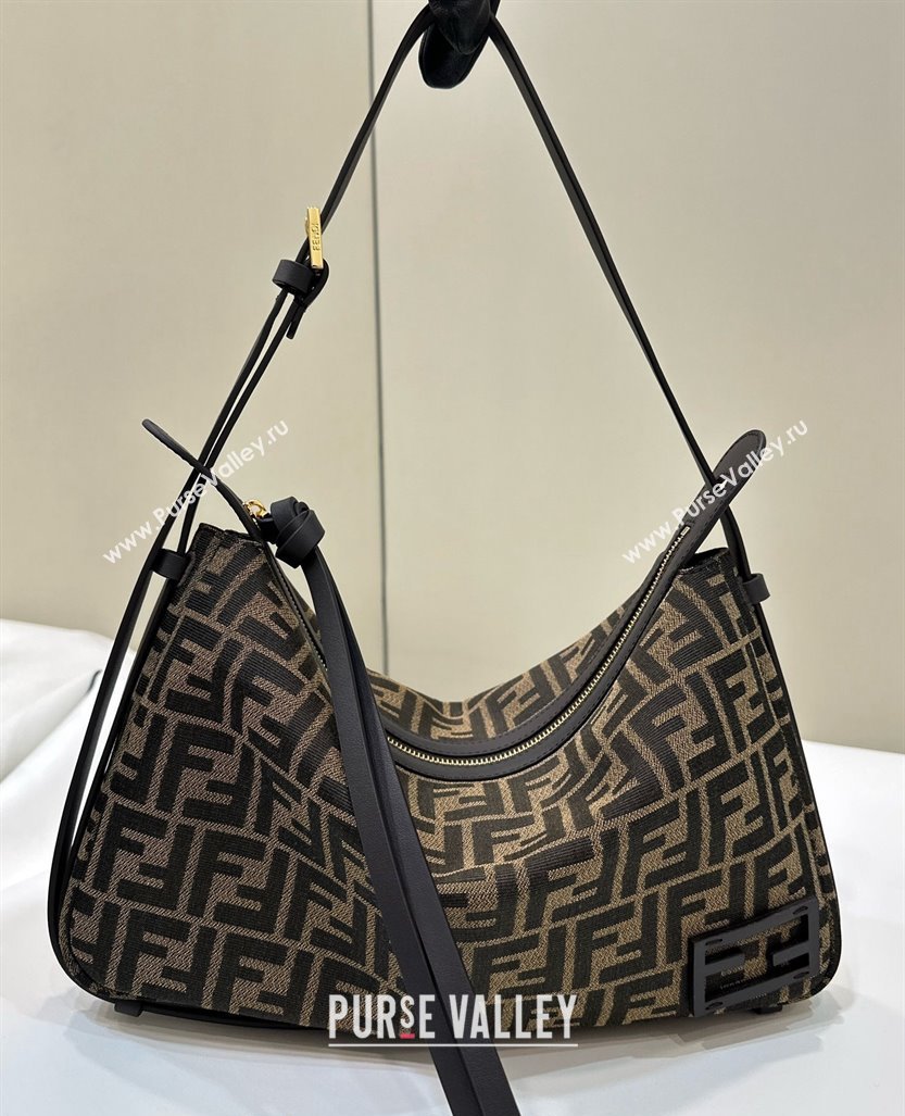 Fendi Simply Medium Hobo bag in Brown FF jacquard fabric 2024 8662 (CL-240806012)