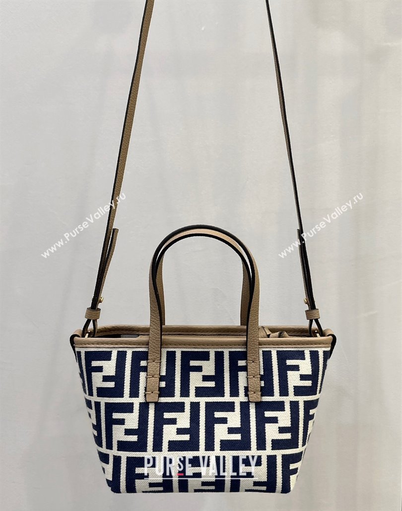 Fendi Roll Mini Tote bag in FF jacquard Dark Blue 2024 8655 (CL-240715105)