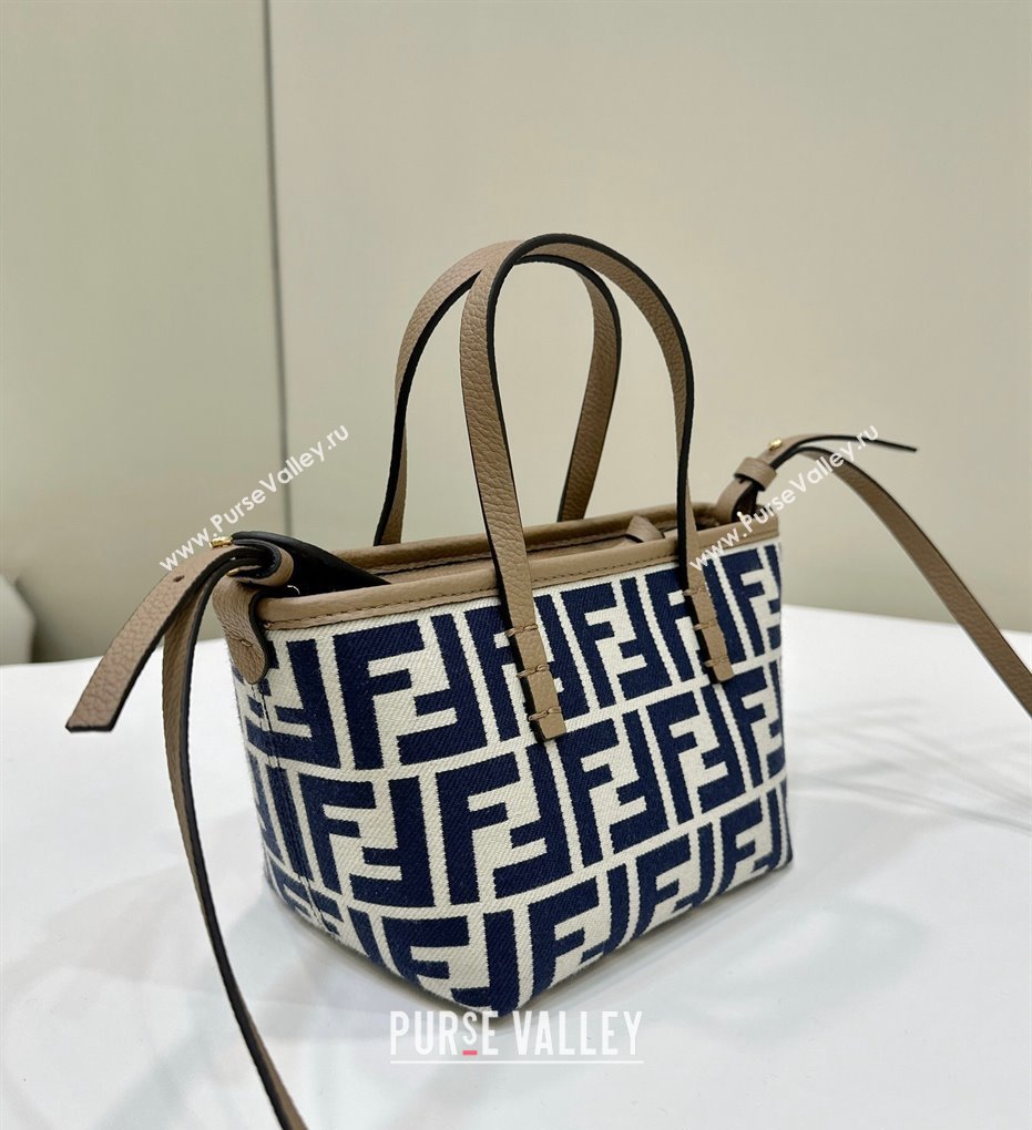 Fendi Roll Mini Tote bag in FF jacquard Dark Blue 2024 8655 (CL-240715105)