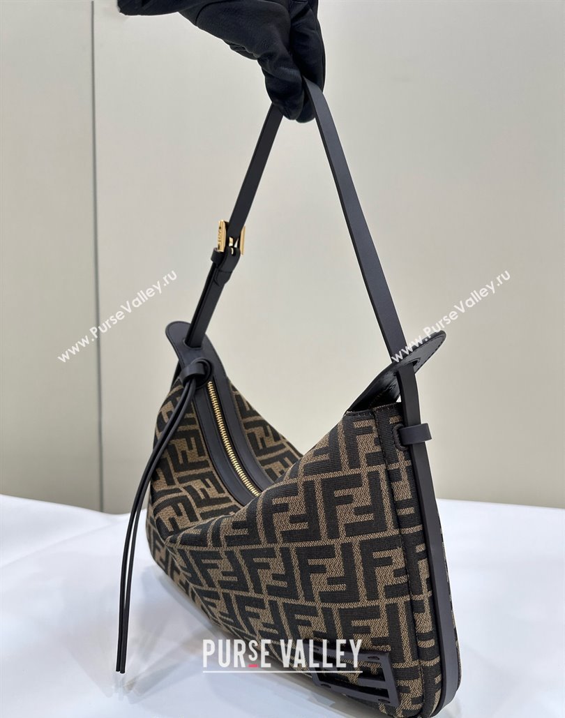 Fendi Simply Medium Hobo bag in Brown FF jacquard fabric 2024 8662 (CL-240806012)