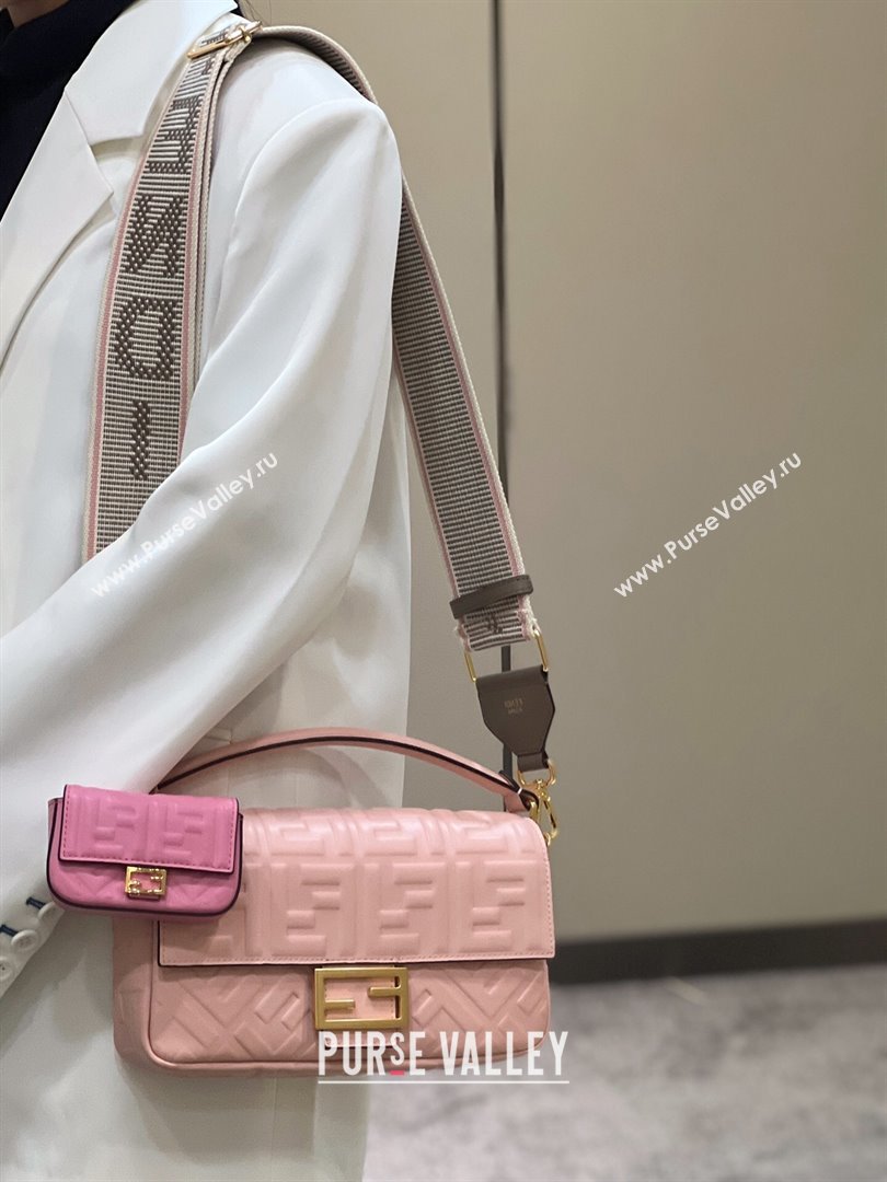 Fendi Baguette Medium Nappa Leather Bag Light Pink 20240715 0135M Top Quality (CL-240715129)