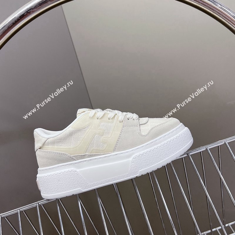 Fendi Match Platform Sneakers 5cm in FF jacquard and suede White 2024 0723 (MD-2407230096)