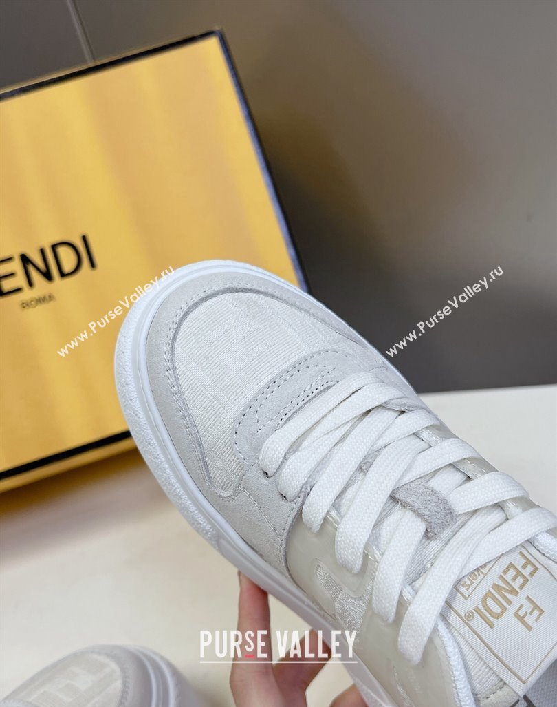 Fendi Match Platform Sneakers 5cm in FF jacquard and suede White 2024 0723 (MD-2407230096)