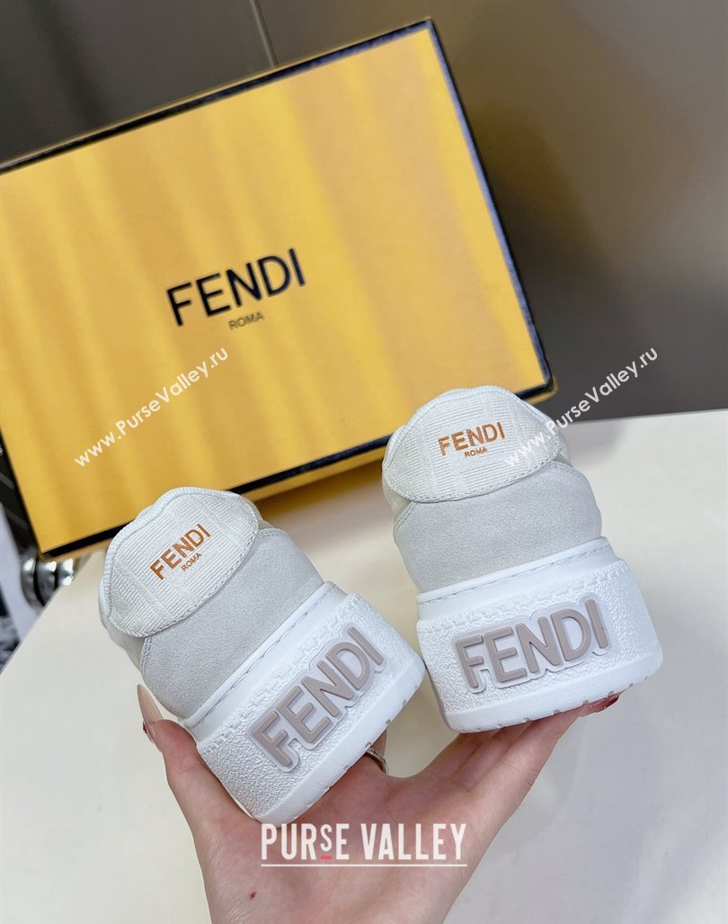 Fendi Match Platform Sneakers 5cm in FF jacquard and suede White 2024 0723 (MD-2407230096)