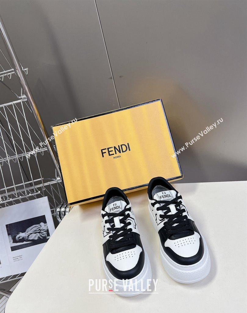 Fendi Match Platform Sneakers 5cm in Calfskin White/Black 2024 0723 (MD-2407230097)