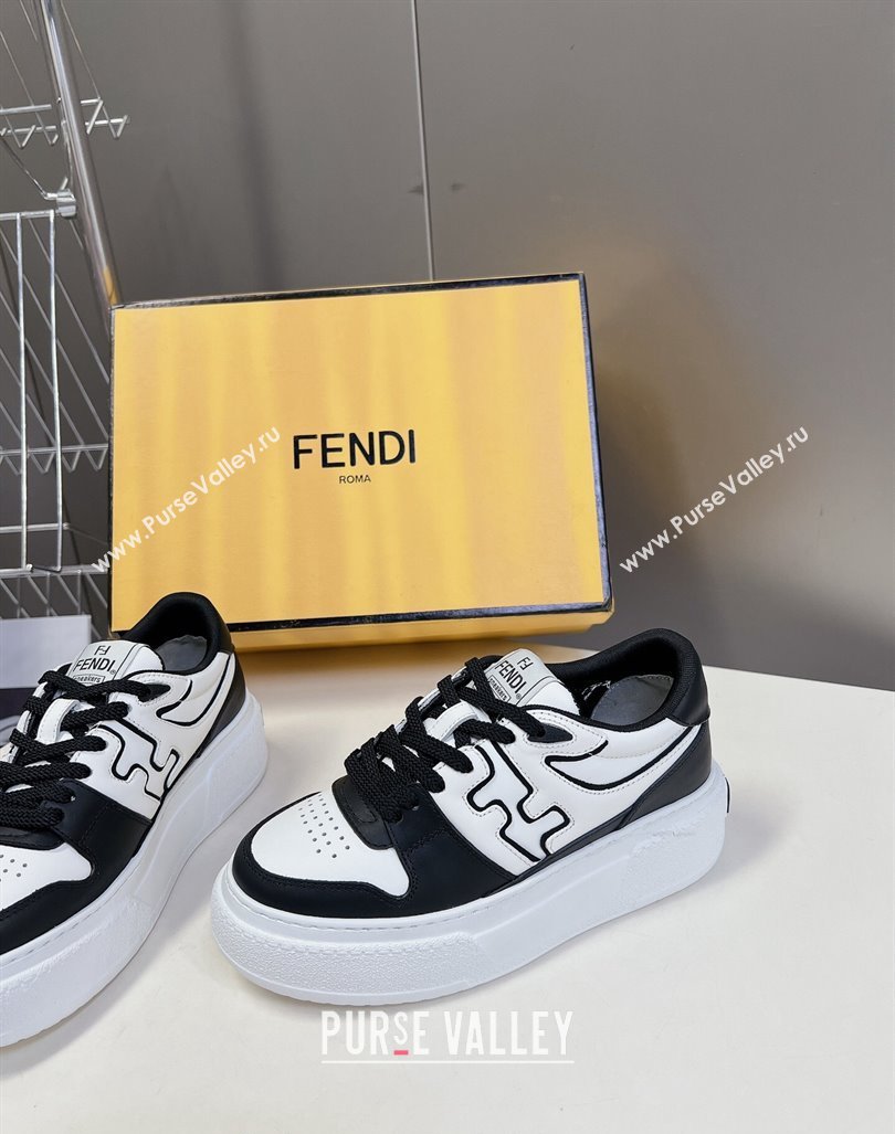 Fendi Match Platform Sneakers 5cm in Calfskin White/Black 2024 0723 (MD-2407230097)