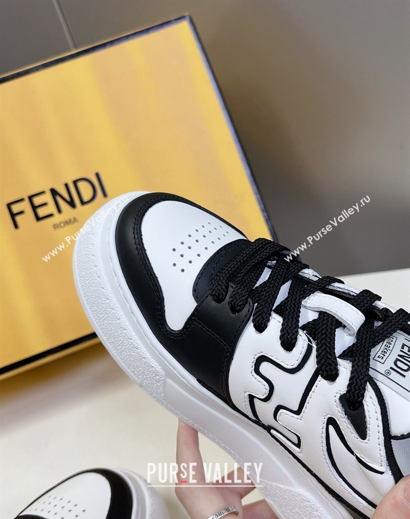 Fendi Match Platform Sneakers 5cm in Calfskin White/Black 2024 0723 (MD-2407230097)