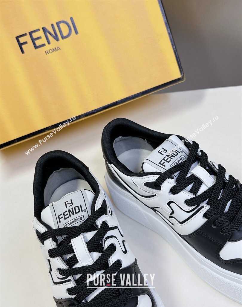 Fendi Match Platform Sneakers 5cm in Calfskin White/Black 2024 0723 (MD-2407230097)