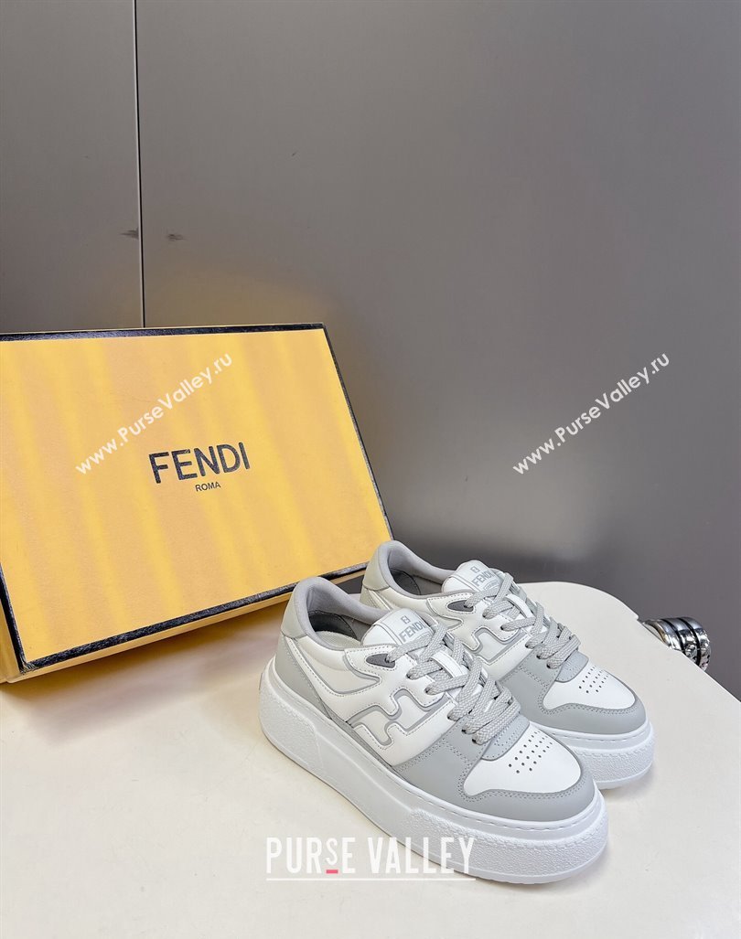 Fendi Match Platform Sneakers 5cm in Calfskin White/Light Grey 2024 0723 (MD-2407230099)