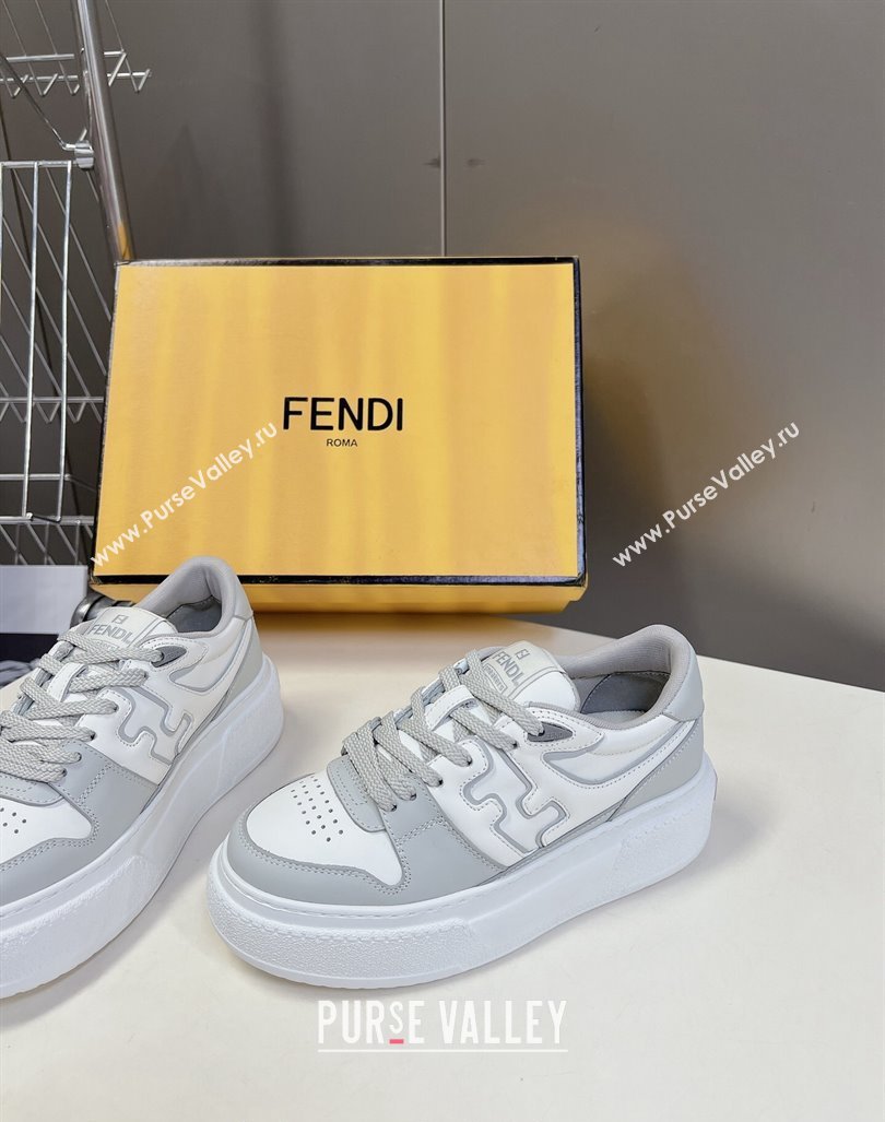 Fendi Match Platform Sneakers 5cm in Calfskin White/Light Grey 2024 0723 (MD-2407230099)