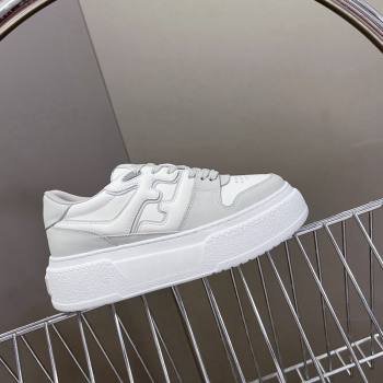 Fendi Match Platform Sneakers 5cm in Calfskin White/Light Grey 2024 0723 (MD-2407230099)