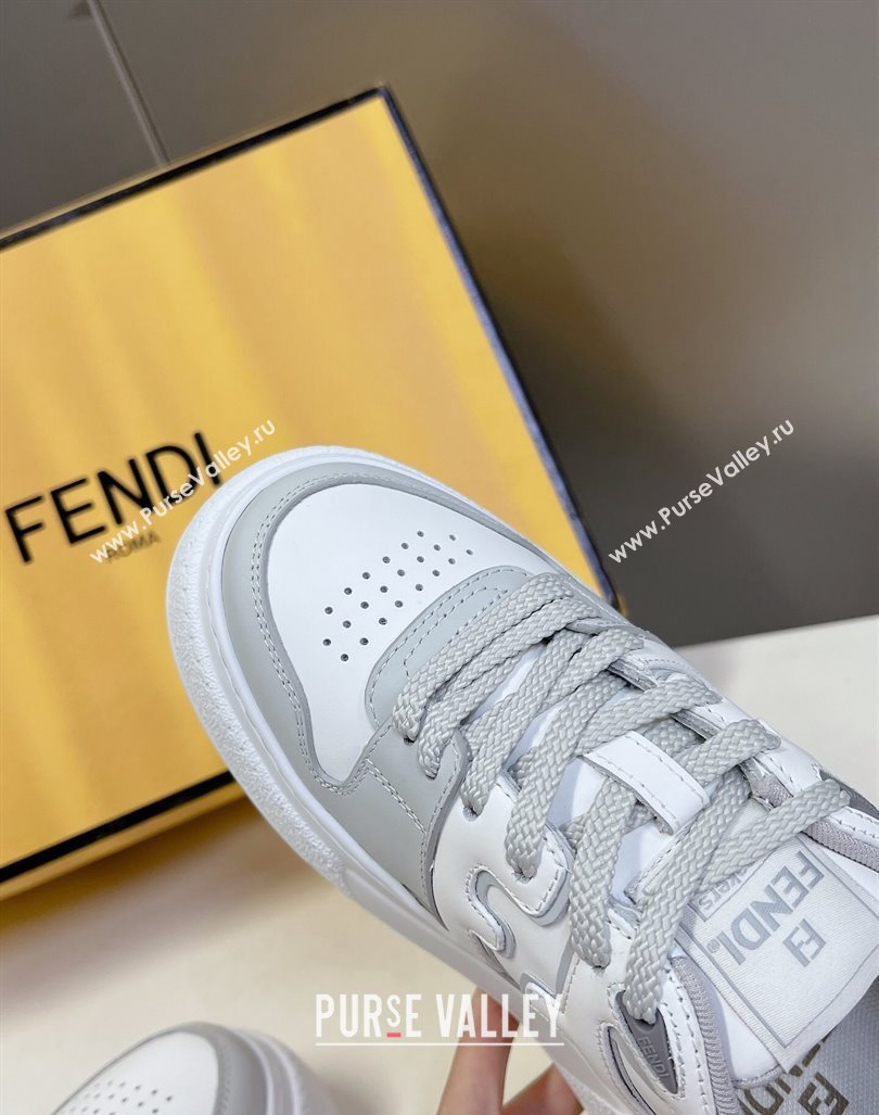 Fendi Match Platform Sneakers 5cm in Calfskin White/Light Grey 2024 0723 (MD-2407230099)