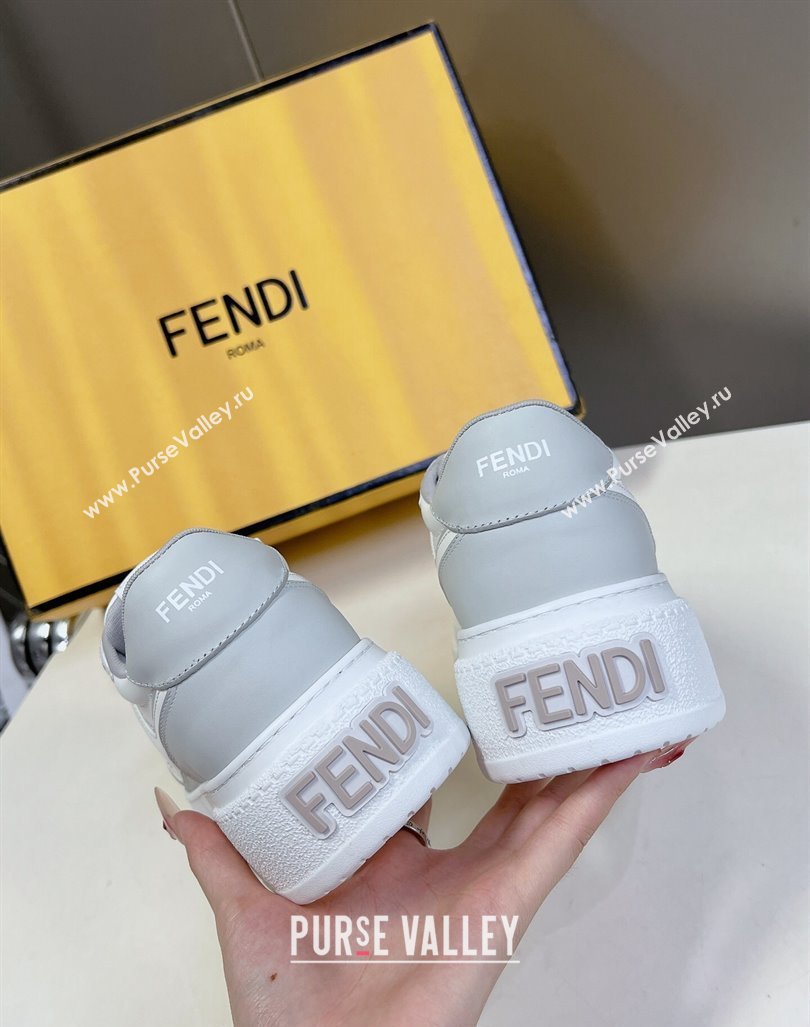 Fendi Match Platform Sneakers 5cm in Calfskin White/Light Grey 2024 0723 (MD-2407230099)