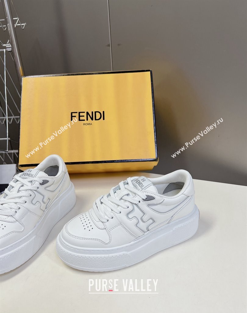 Fendi Match Platform Sneakers 5cm in Calfskin Leather White 2024 0723 (MD-2407230100)