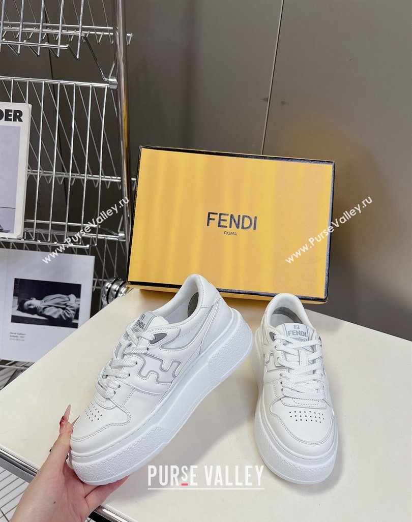 Fendi Match Platform Sneakers 5cm in Calfskin Leather White 2024 0723 (MD-2407230100)