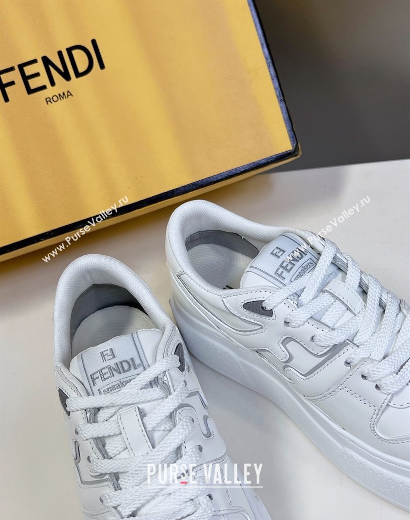 Fendi Match Platform Sneakers 5cm in Calfskin Leather White 2024 0723 (MD-2407230100)