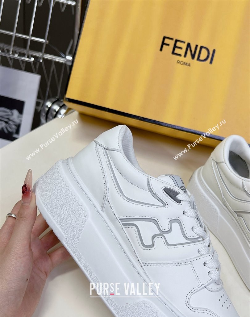 Fendi Match Platform Sneakers 5cm in Calfskin Leather White 2024 0723 (MD-2407230100)