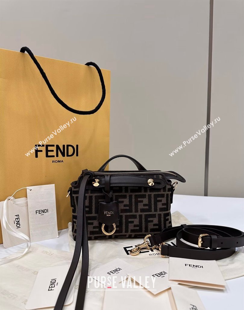 Fendi By The Way Mini Boston Bag in Brown FF fabric 2024 8665S (CL-240806026)