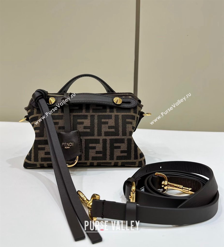 Fendi By The Way Mini Boston Bag in Brown FF fabric 2024 8665S (CL-240806026)