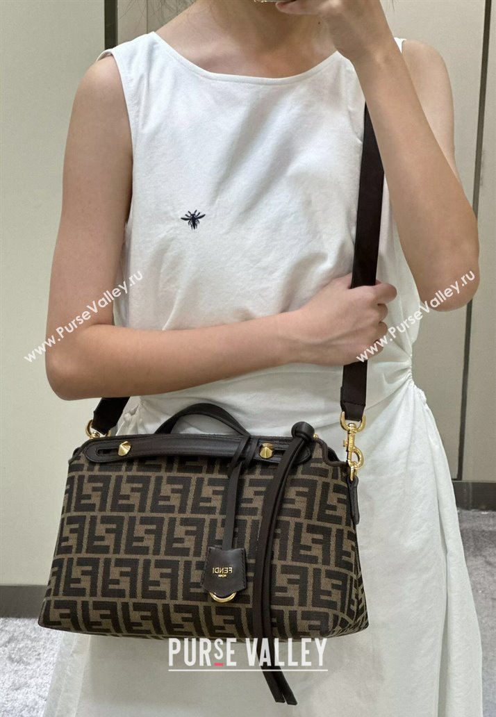 Fendi By The Way Medium Boston Bag in Brown FF fabric 2024 8665L (CL-240806027)