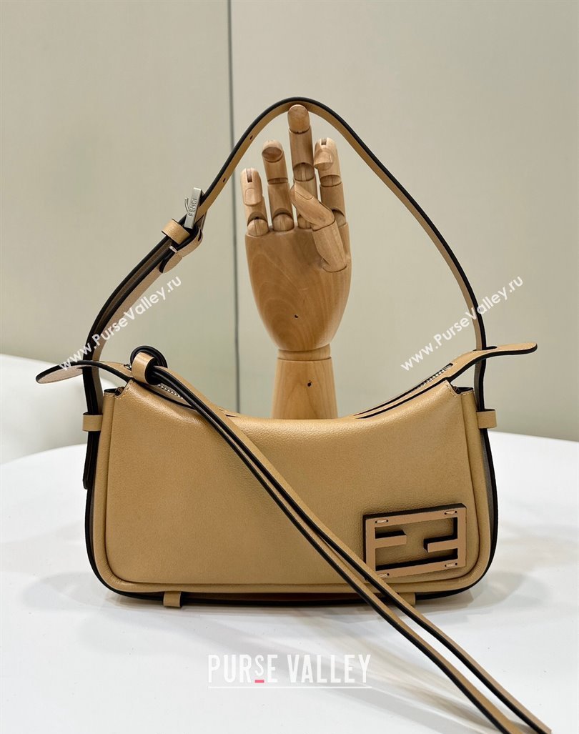 Fendi Simply Mini Hobo bag in Beige leather 2024 8662S (CL-240806013)