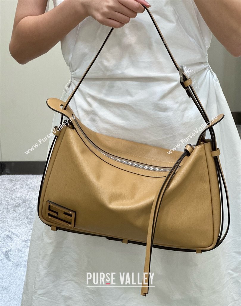 Fendi Simply Medium Hobo bag in Beige leather 2024 8662L (CL-240806014)