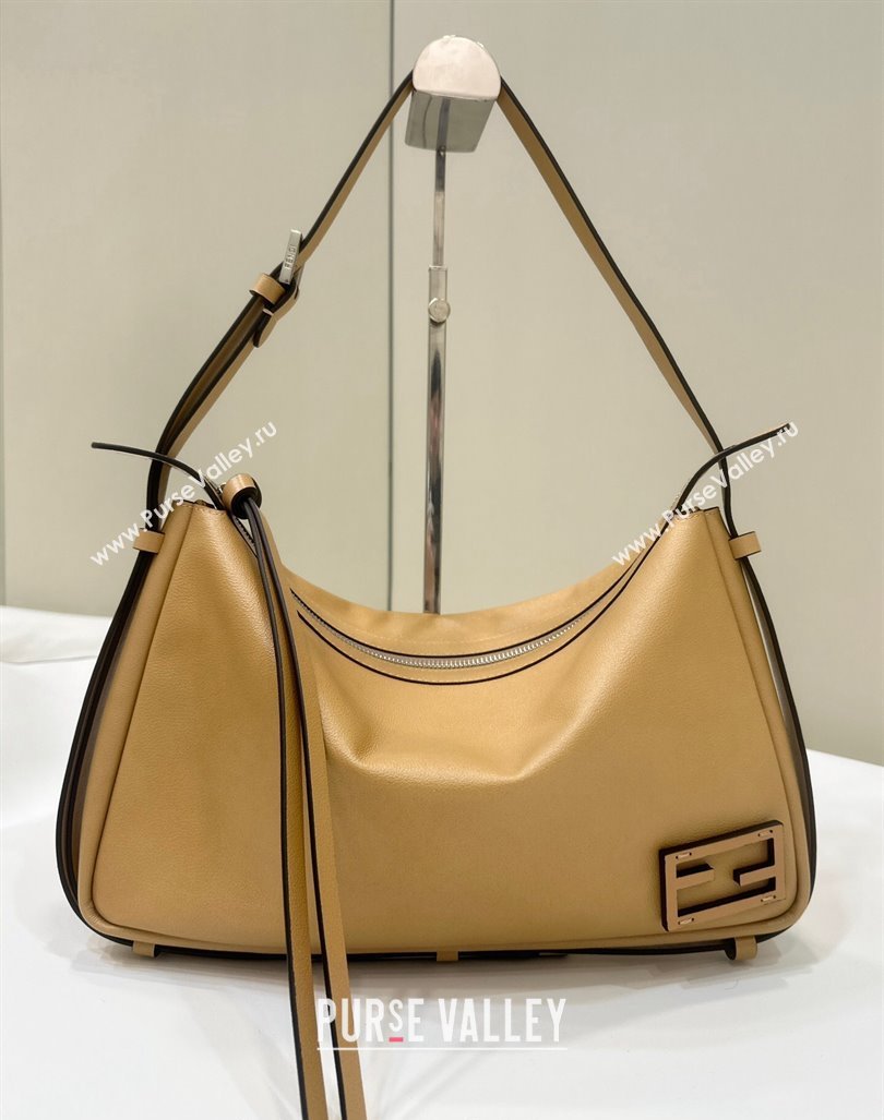 Fendi Simply Medium Hobo bag in Beige leather 2024 8662L (CL-240806014)