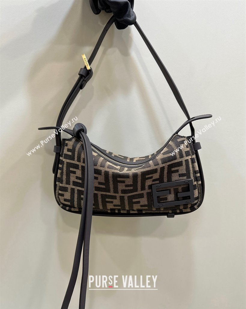 Fendi Simply Mini Hobo bag in Brown FF jacquard fabric 2024 8662 (CL-240806011)