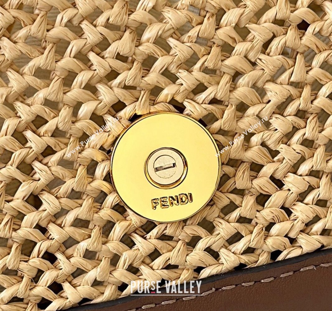 Fendi Baguette Mini bag in Raffia Straw and Brown Leather 2024 8666S (CL-240827101)