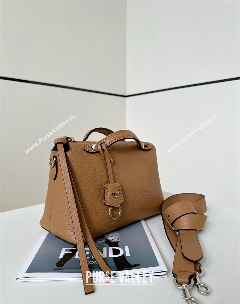 Fendi By The Way Selleria Medium Bag in Grianed Calfskin with Topstitches Brown 2024 8668M (CL-240924009)