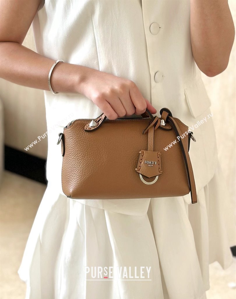 Fendi By The Way Selleria Mini Bag in Grianed Calfskin with Topstitches Light Brown 2024 8668S (CL-240924004)