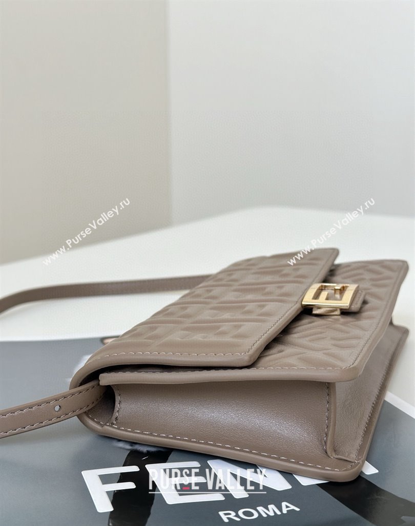 Fendi Wallet On Chain Baguette Mini Bag in FF Nappa Leather Grey 2024 8638 (CL-240924003)