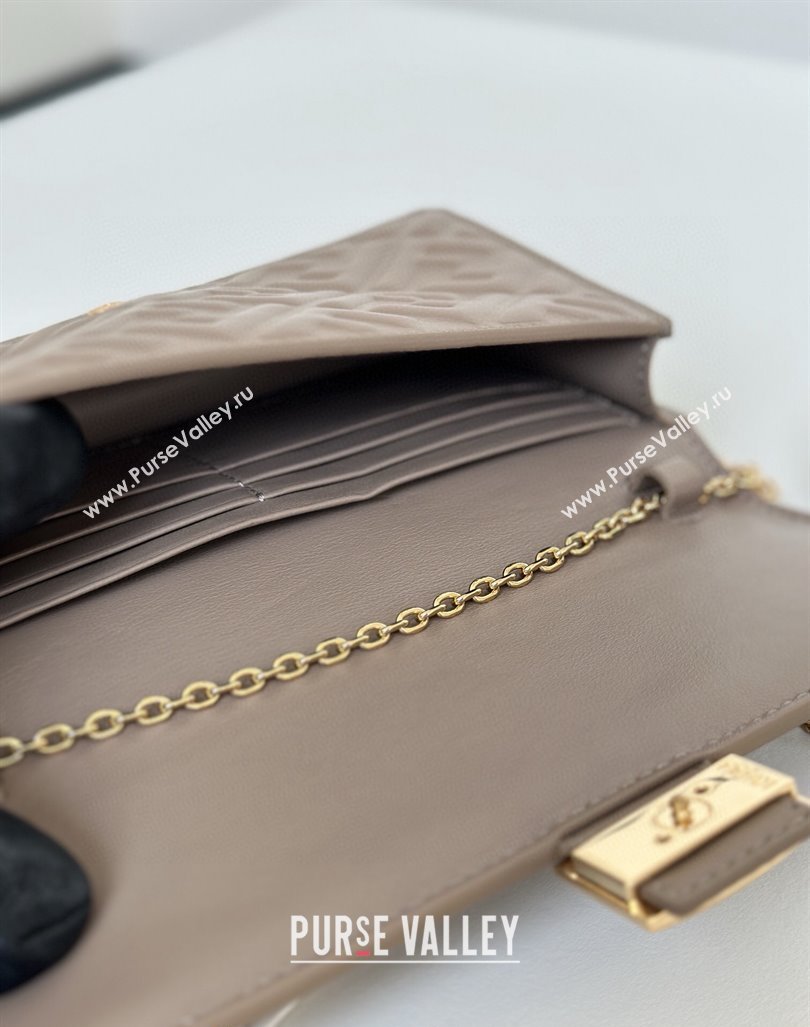 Fendi Wallet On Chain Baguette Mini Bag in FF Nappa Leather Grey 2024 8638 (CL-240924003)