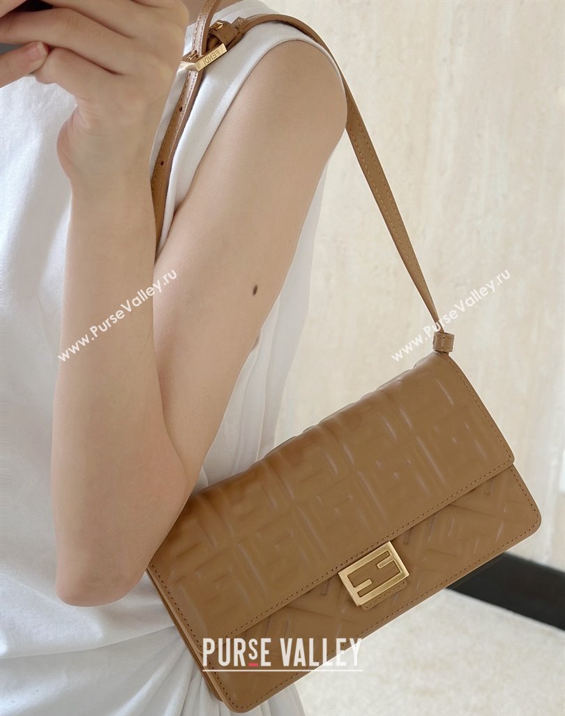 Fendi Wallet On Chain Baguette Mini Bag in FF Nappa Leather Light Brown 2024 8638 (CL-240924002)