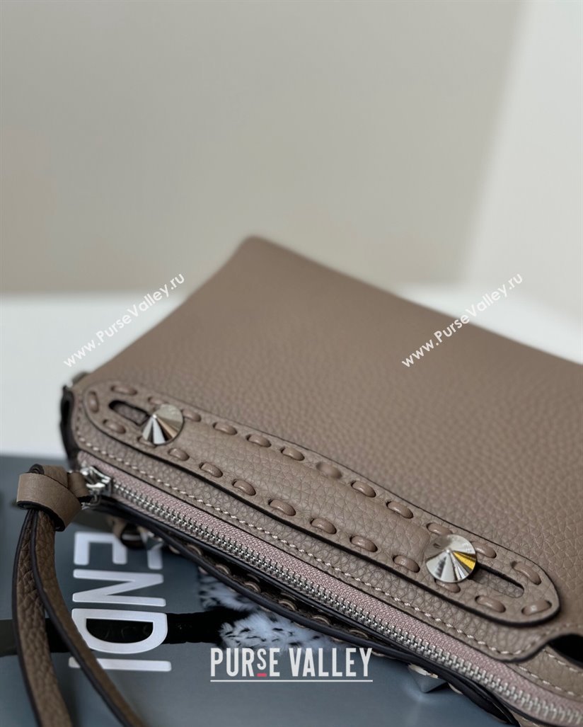 Fendi By The Way Selleria Mini Bag in Grianed Calfskin with Topstitches Grey 2024 8668S (CL-240924005)