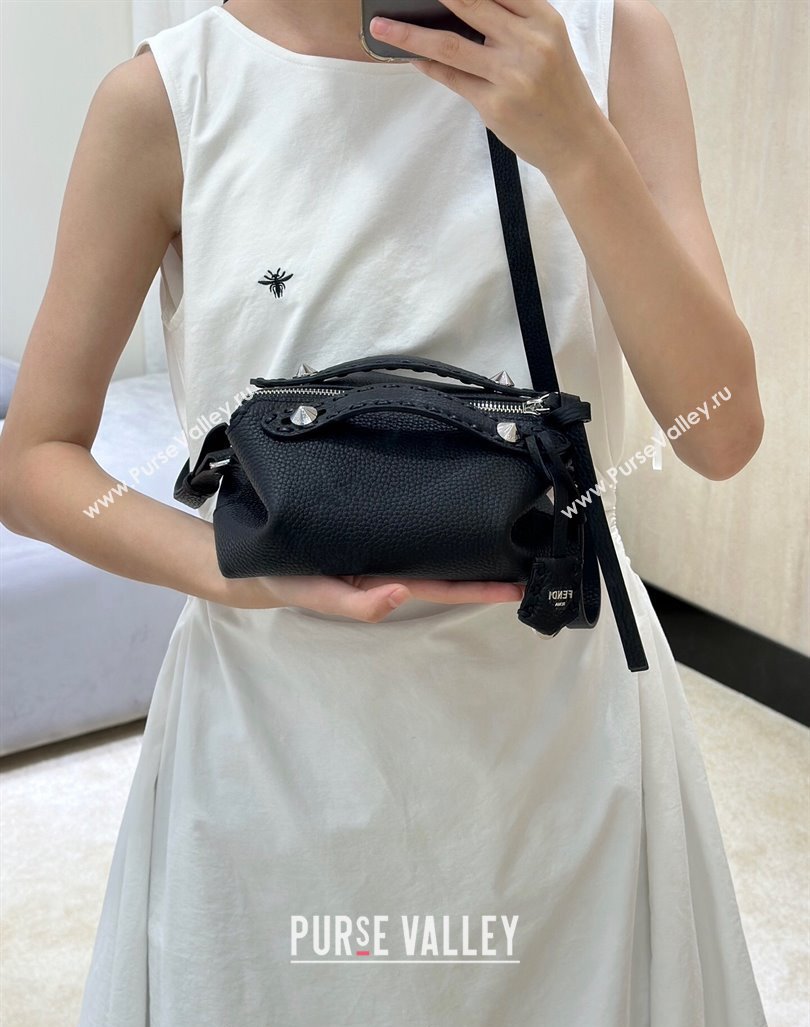 Fendi By The Way Selleria Mini Bag in Grianed Calfskin with Topstitches Black 2024 8668S (CL-240924006)