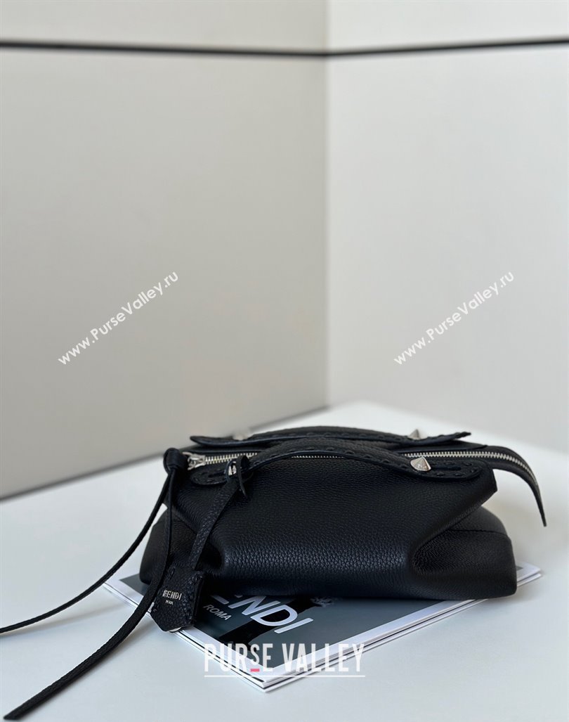 Fendi By The Way Selleria Mini Bag in Grianed Calfskin with Topstitches Black 2024 8668S (CL-240924006)